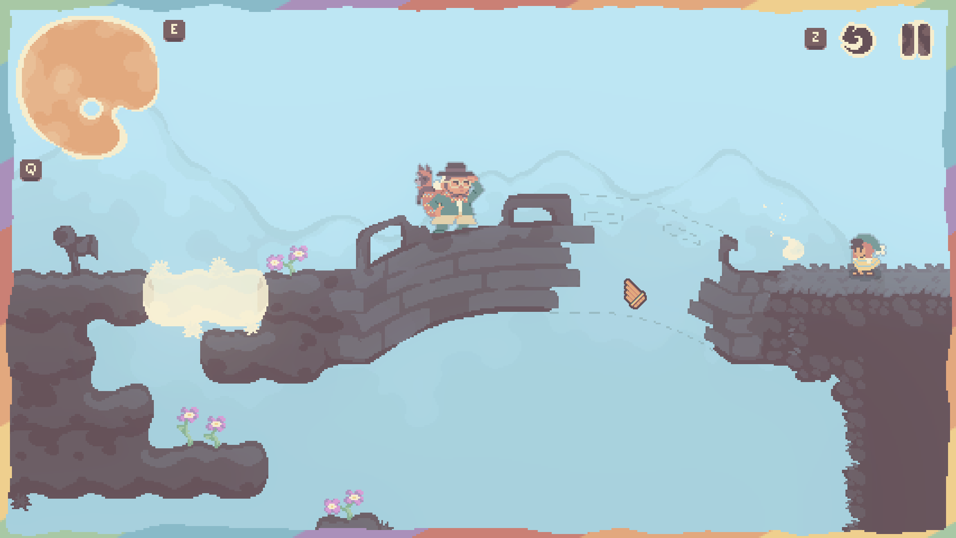 Paint your way across a pretty pastel landscape in platforming puzzle game Colorbound - Visual Art