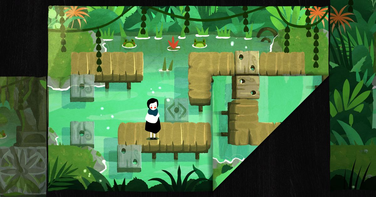 Fold a delicate paper world to solve puzzles in atmospheric