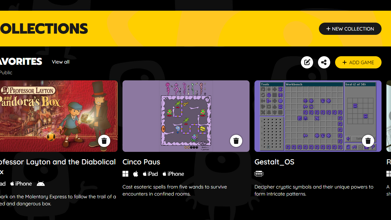 New to the database: make and share custom collections of games ...